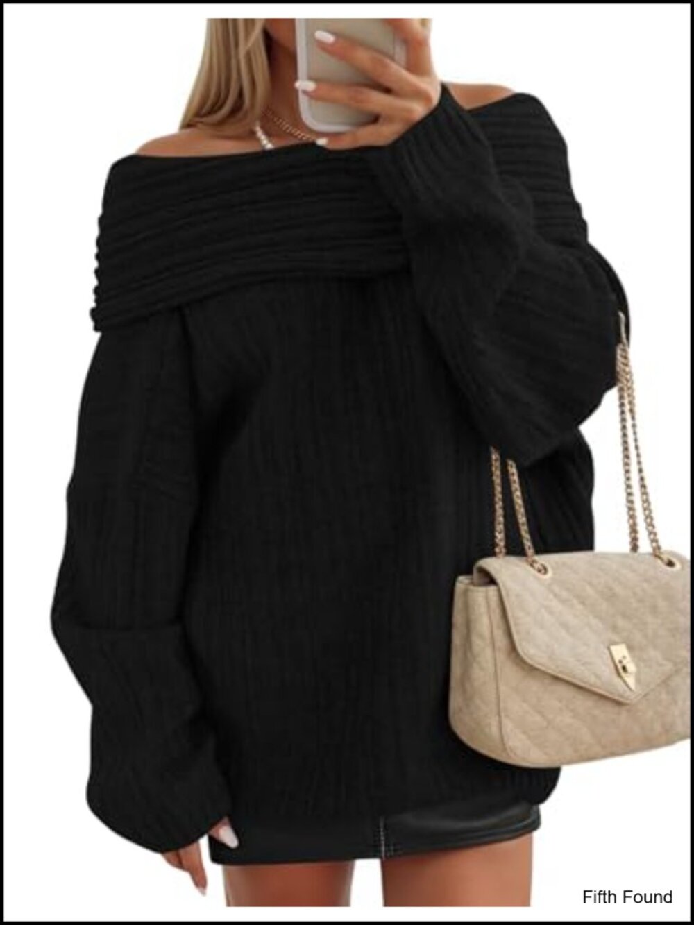 Womens Off The Shoulder Oversized Ribbed Knit Sweater Pullover